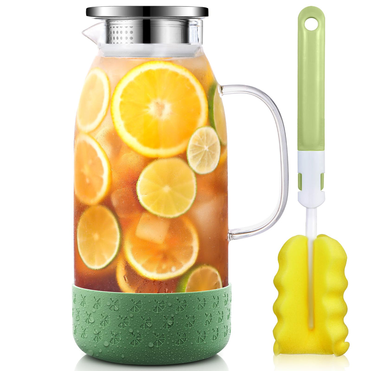 Jarra ZBUFAN de 2L con asa y tapa, ideal para bebidas en casa