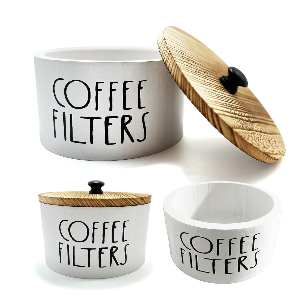 Zcblcyj soporte filtro de café en madera con tapa para almacenamiento limpio.