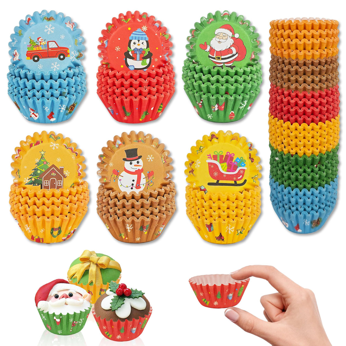 ZCCLINN papeles para cupcakes navideños, 600 unidades para hornear fácilmente.