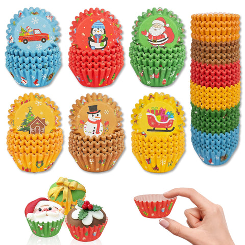ZCCLINN papeles para cupcakes navideños, 600 unidades para hornear fácilmente.