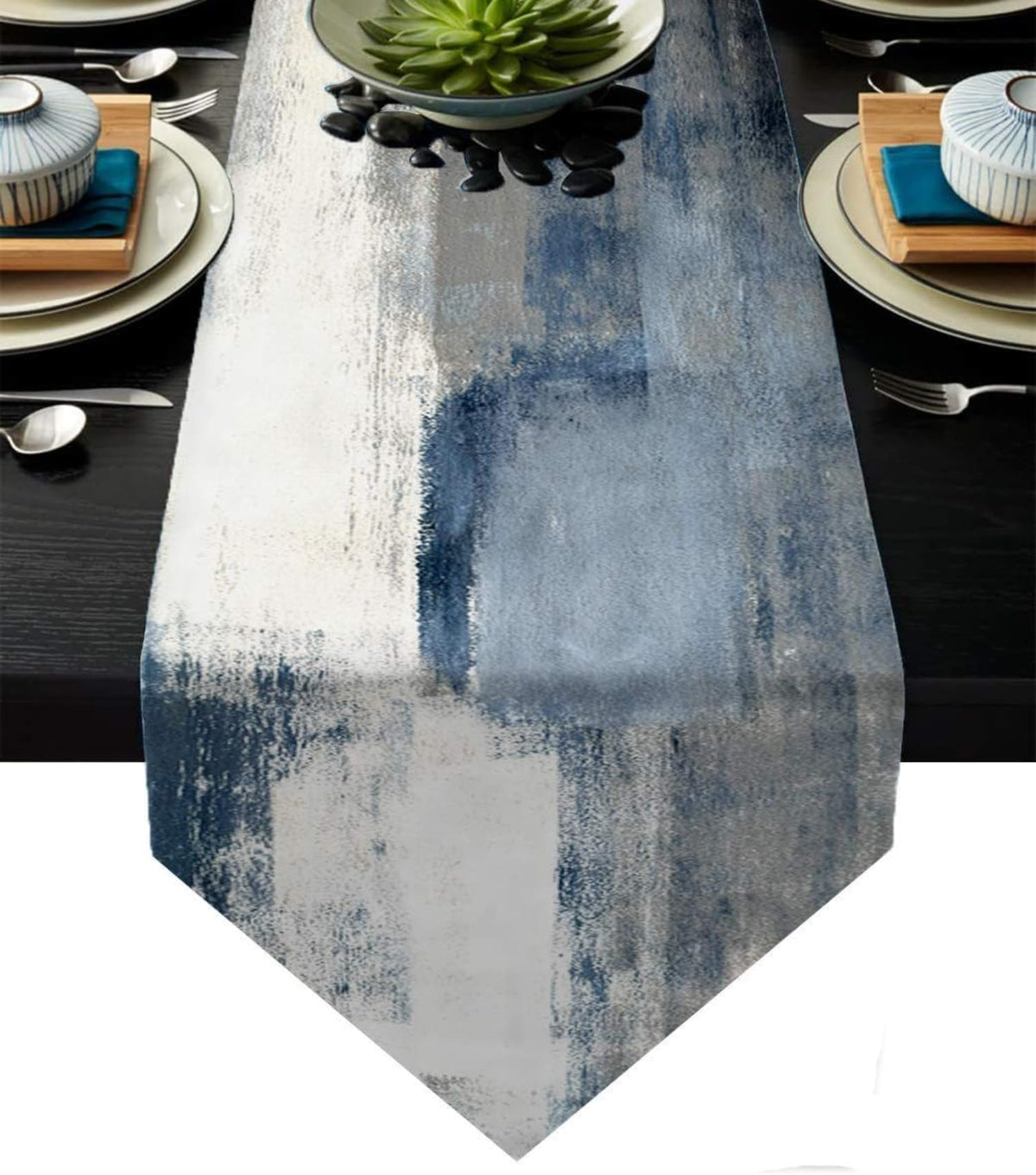 ZCHOMI camino de mesa azul gris 13x72 para realzar la mesa y protegerla