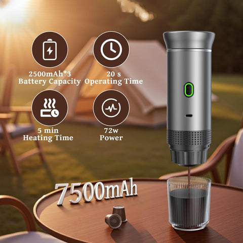 Cafetera Zcyge portátil con una pulsada para espresso rápido.