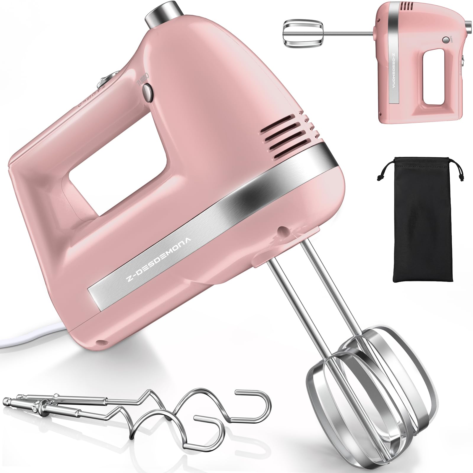 zdemonamano mezcladora rosa 300W facilita batidos y mezclas consistentes
