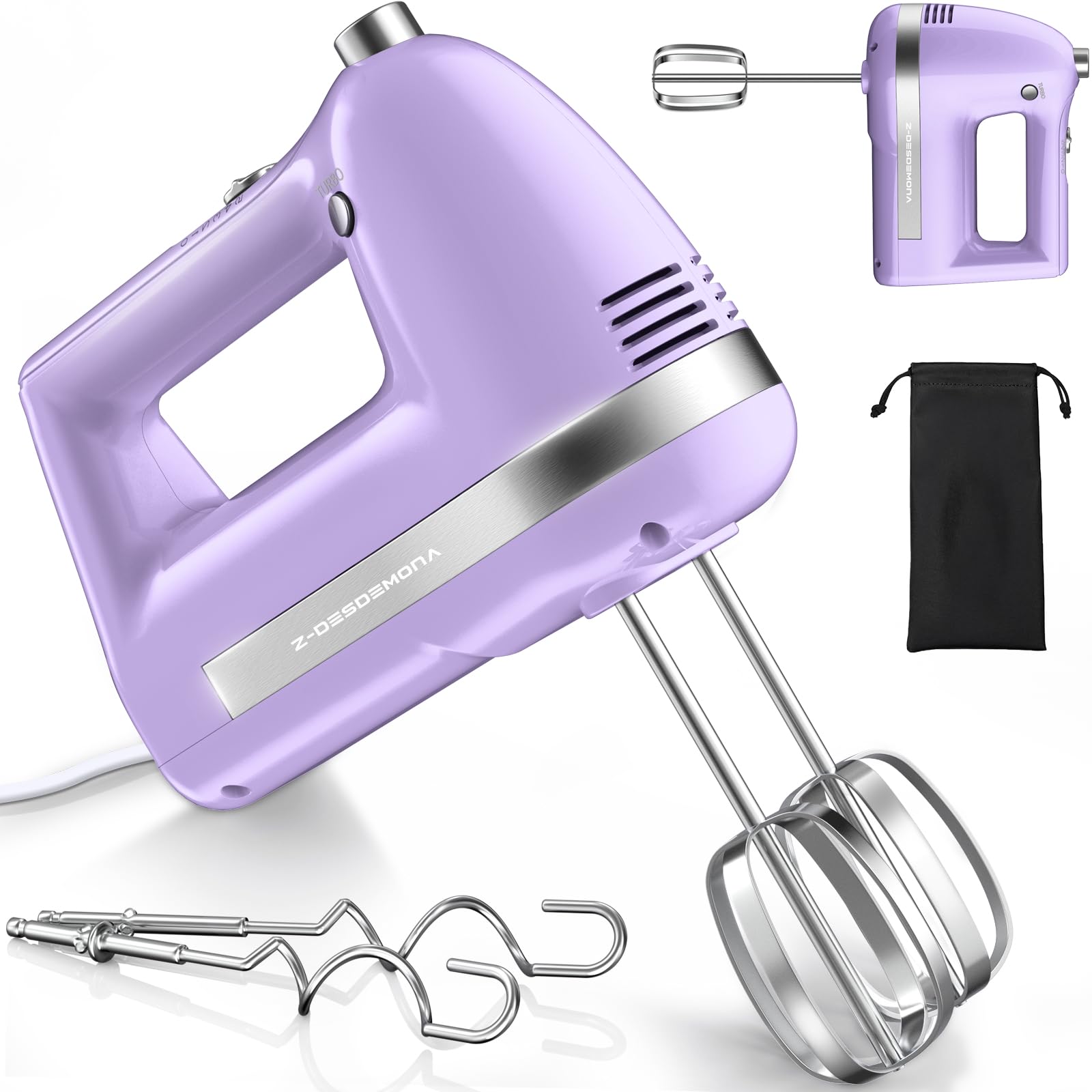 Z-DESDEMONA batidora eléctrica 300W, vista frontal, ideal para masas ligeras y cremosas.