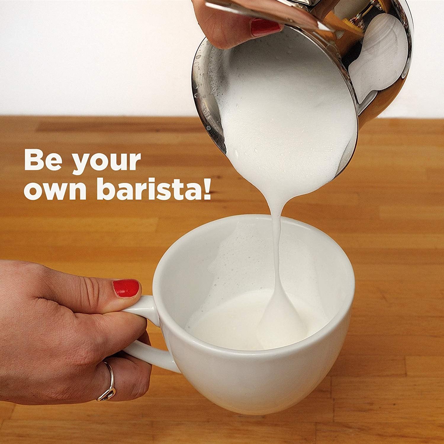 Zeattain batidora manual espumando latte suave y esponjoso