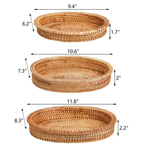 ZEAYEA cestas de rattan oval para pan, estilo vintage y práctico.