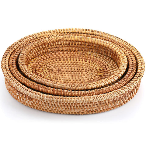 ZEAYEA cestas apilables de rattan oval, ahorro de espacio.