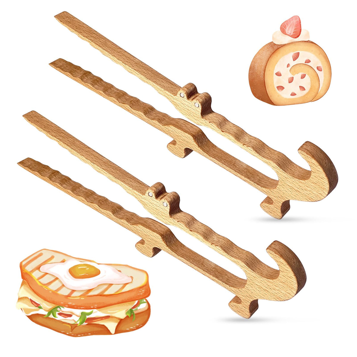 Tenazas Zeikiwe de madera para tostadora con imán, almacenamiento sencillo junto al refrigerador.