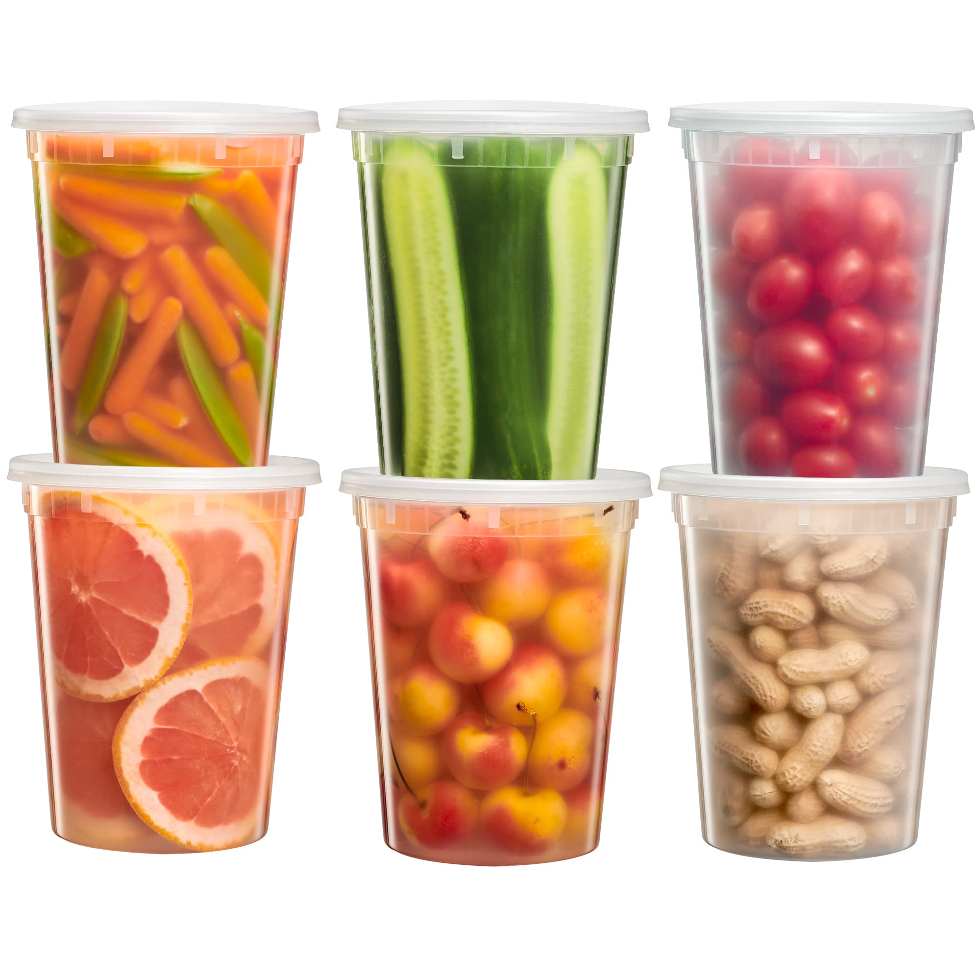 Conjunto Zeml de 32oz frente: contenedores para charcutería, transparentes y fáciles de identificar.