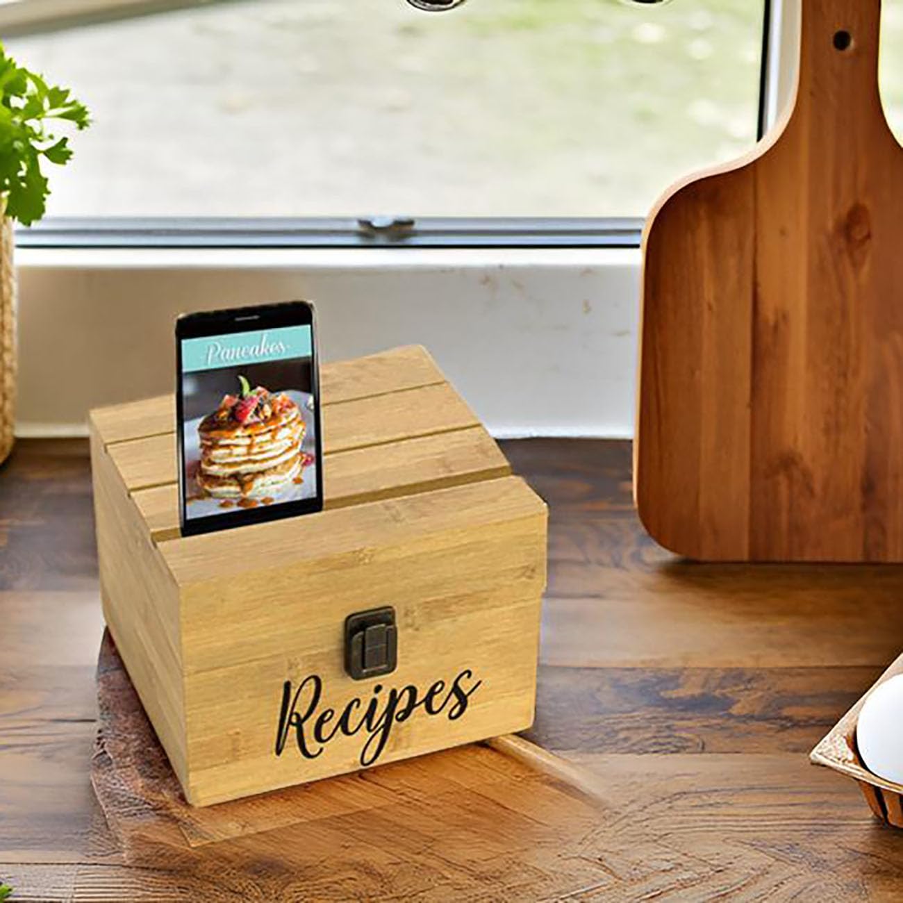 Zen Earth Inspired: dimensiones claras para almacenar tarjetas de recetas y notas.