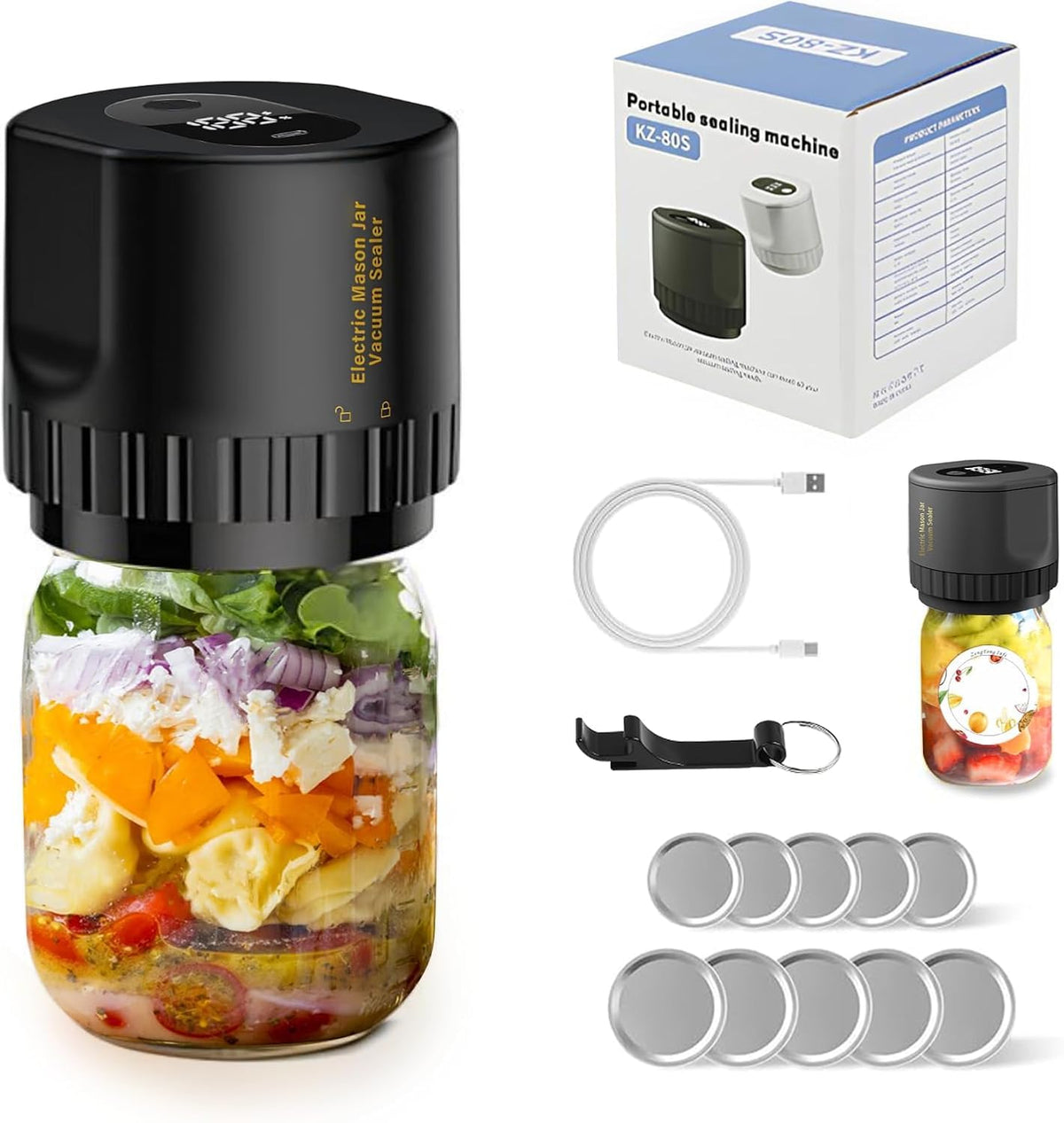 ZenTong Infi kit sellado vacío para frascos Mason con boca ancha, ahorro de espacio.