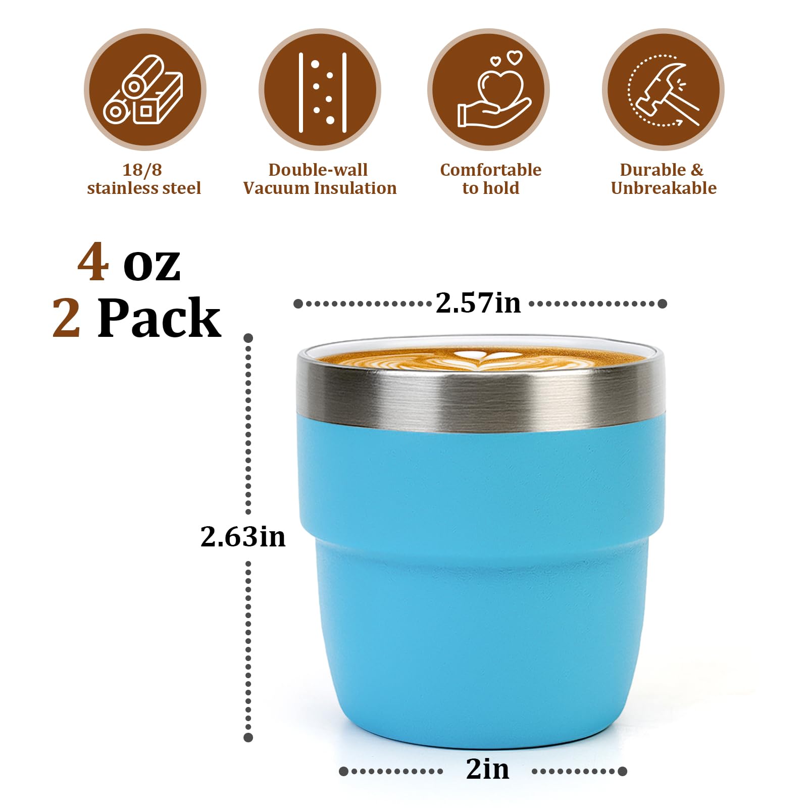 Zenbo tazas expreso 4oz apilables: ahorro de espacio en cocina y oficina