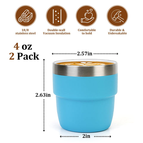Zenbo tazas expreso 4oz apilables: ahorro de espacio en cocina y oficina