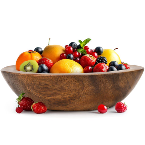Cuenco ZENFUN para frutas, uso diario con madera de nogal.