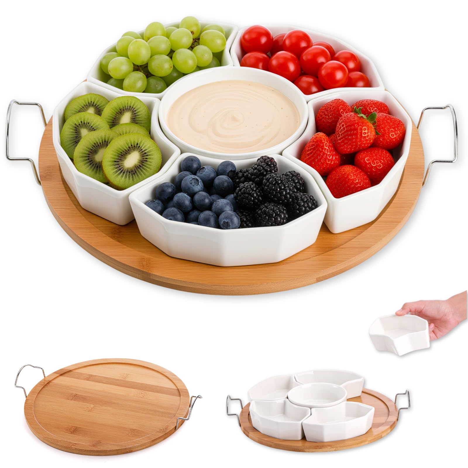 ZENFUN conjunto de aperitivos divididos de 11 pulgadas, ideal para fiestas.