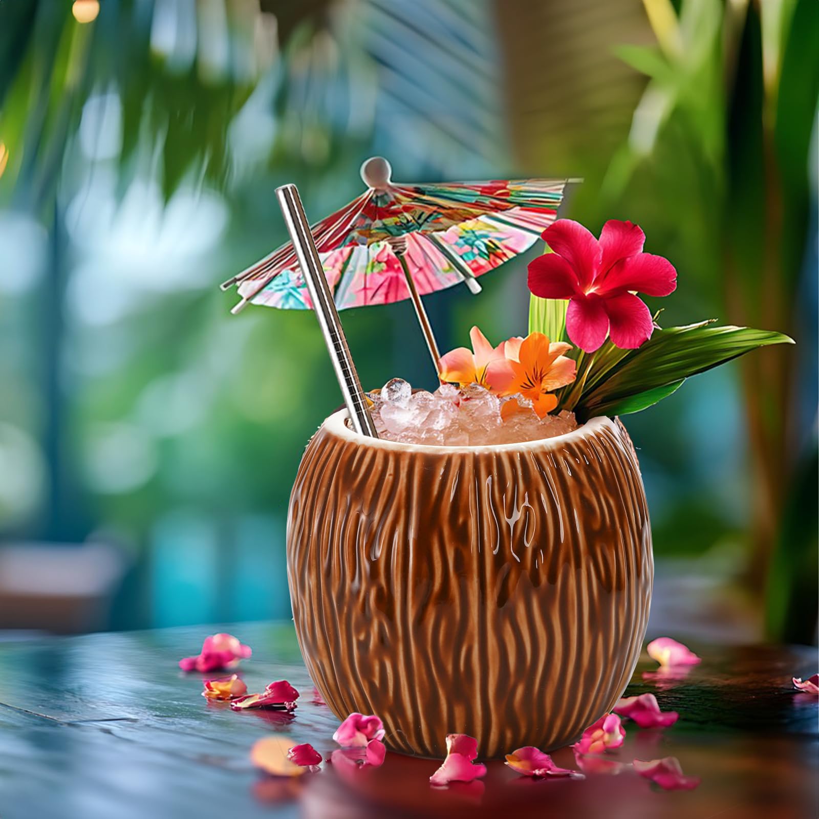 Zenfun copas tiki para cócteles y jugos, uso versátil.