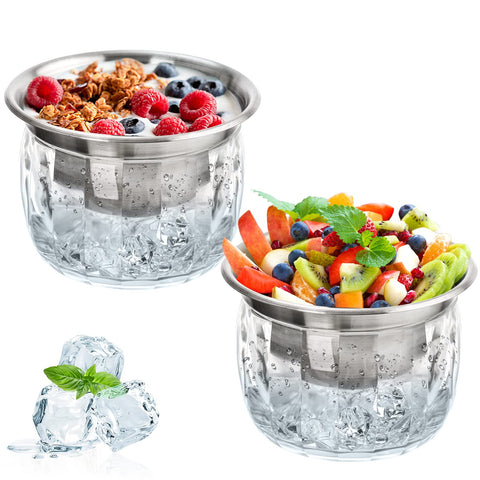 ZENFUN: dos tazones dip fríos con base de hielo para salsas frescas