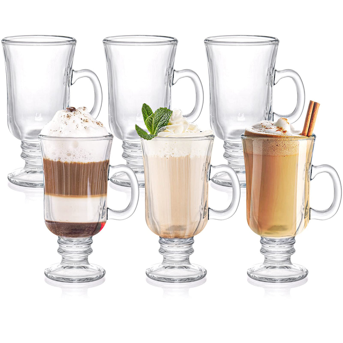 ZENFUN set de 6 tazas irlandesas de vidrio 8oz, perfectas para café
