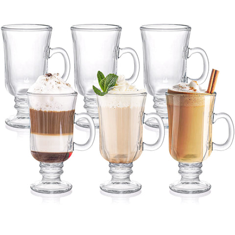 ZENFUN set de 6 tazas irlandesas de vidrio 8oz, perfectas para café