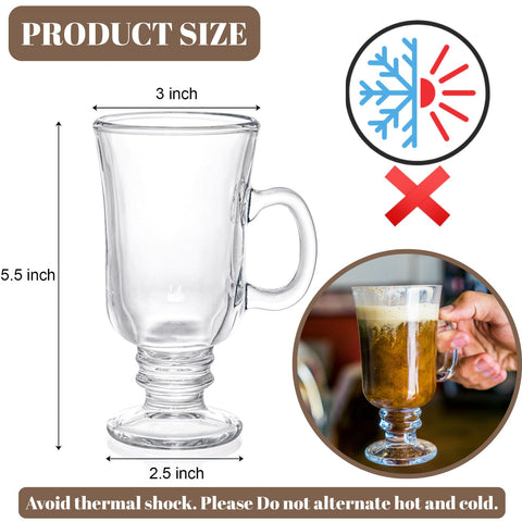 ZENFUN taza de vidrio con pie 8oz, asa ergonómica para beber cómodamente