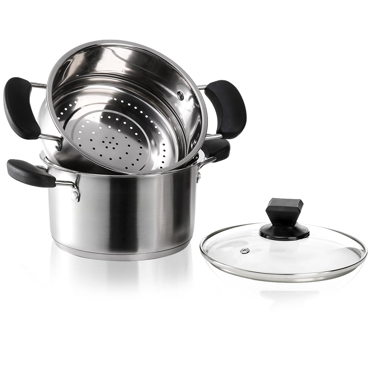 Vaporera ZENFUN con cesta de vapor, ideal para cocinar al vapor verduras.