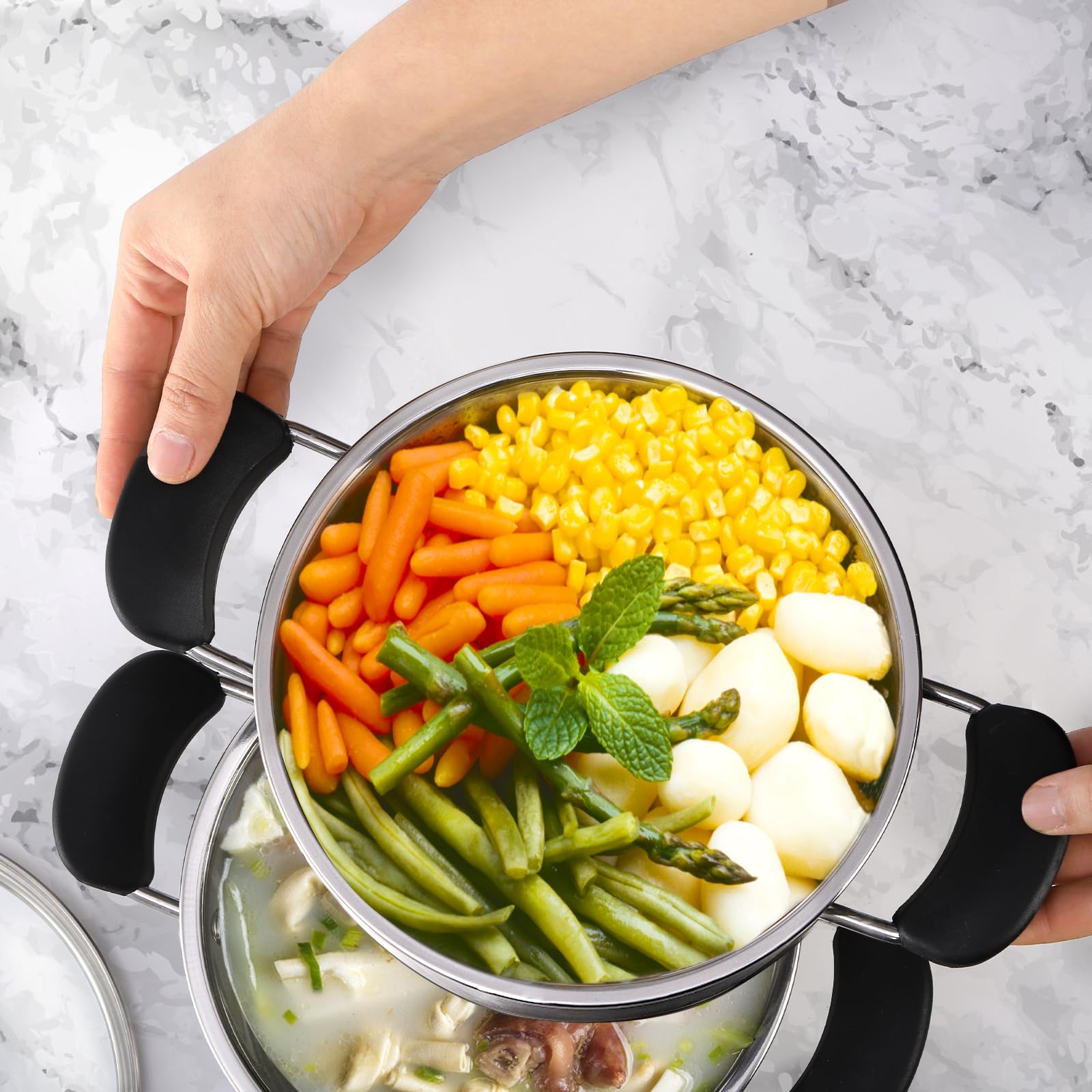 ZENFUN olla de 2 cuartos con tapa resistente al calor.
