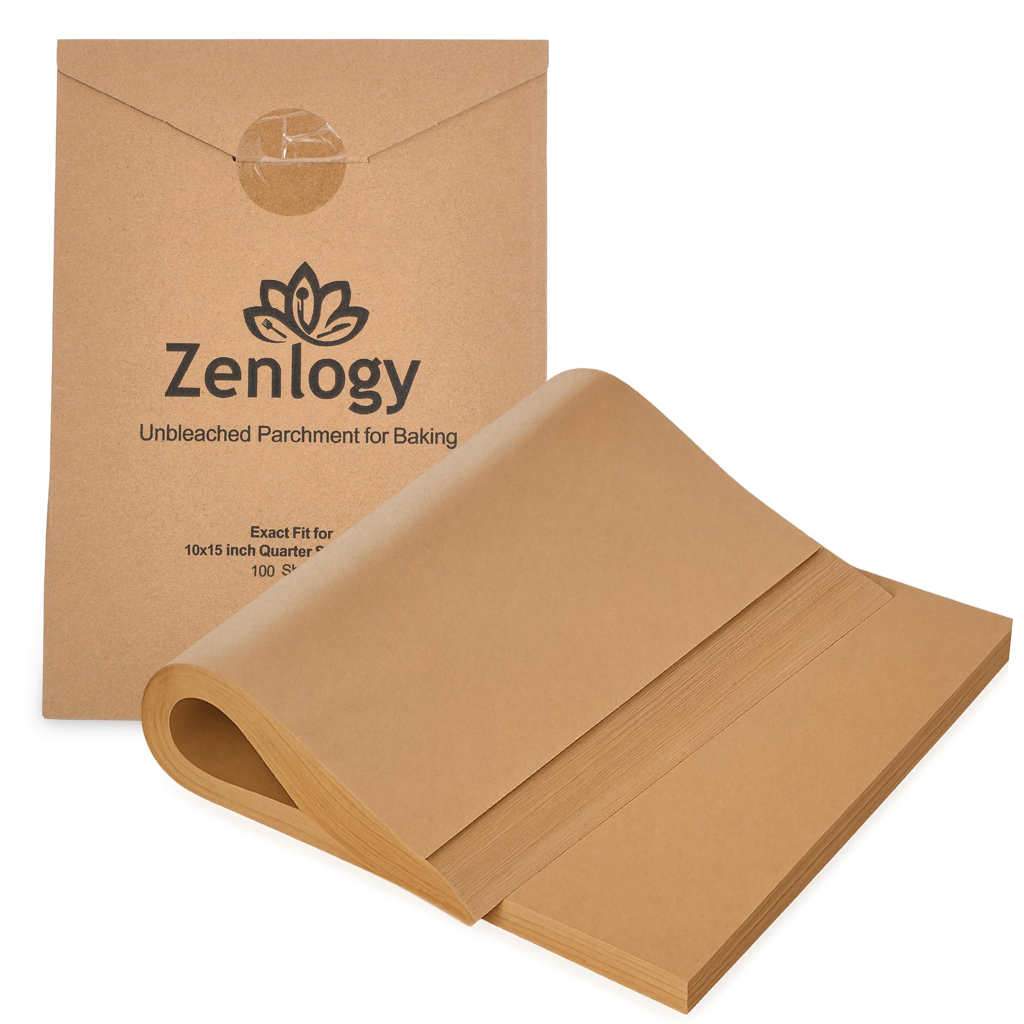 Zenlogy papel de hornear 10x15 sin blanqueado para hornear sin pegar.