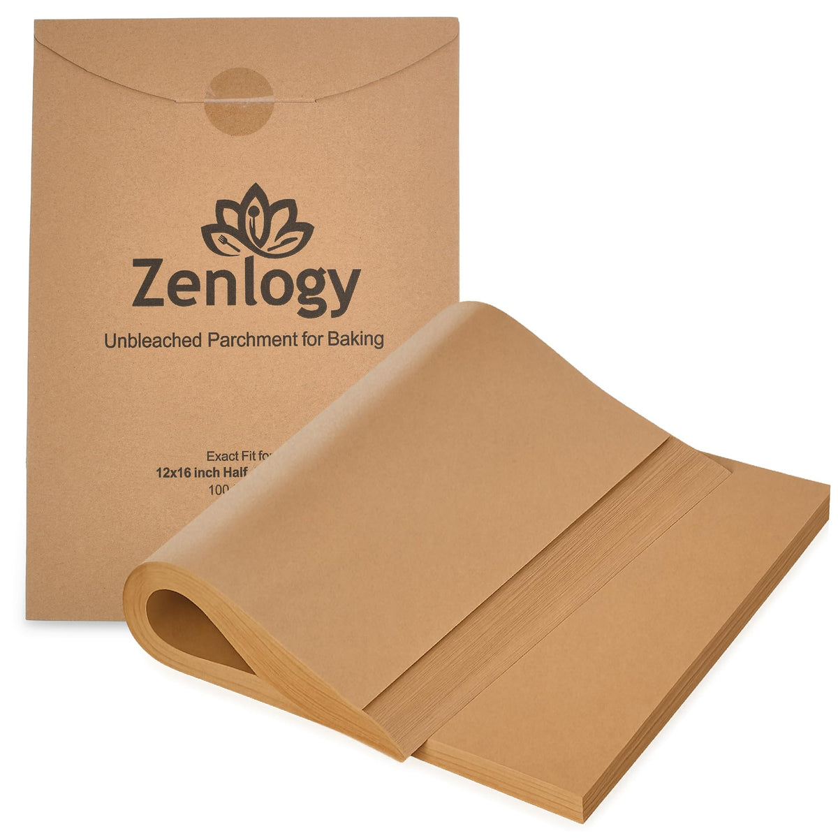 Zenlogy papel para hornear precortado 12x16, ideal para bandejas de media hoja.
