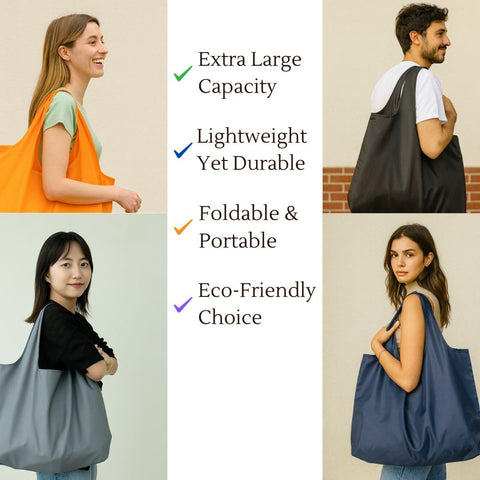 Zenloria bolsa negra plegable para compras diarias y organización
