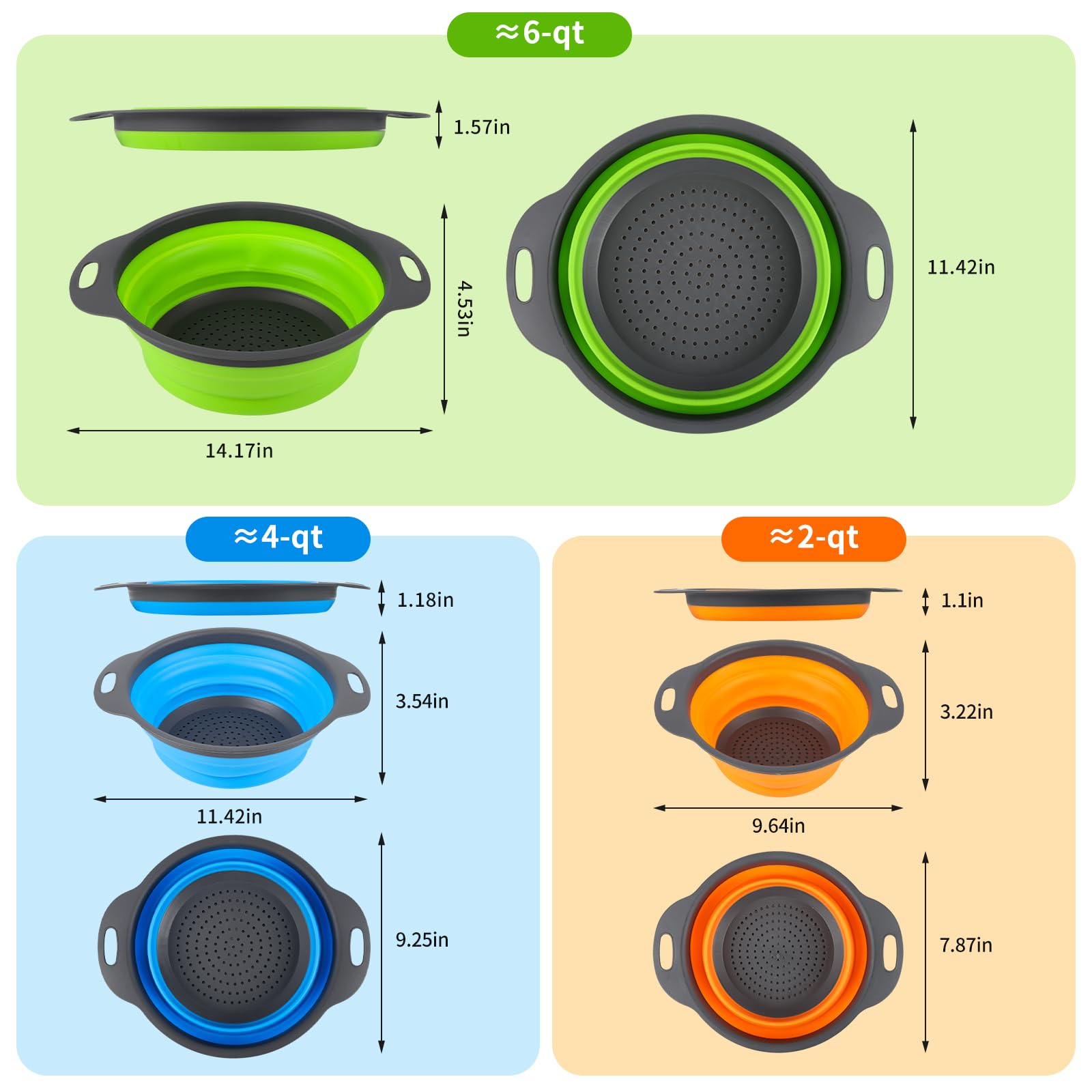 Colador plegable Zenovic 4qt, disco compacto, perfecto para verduras.