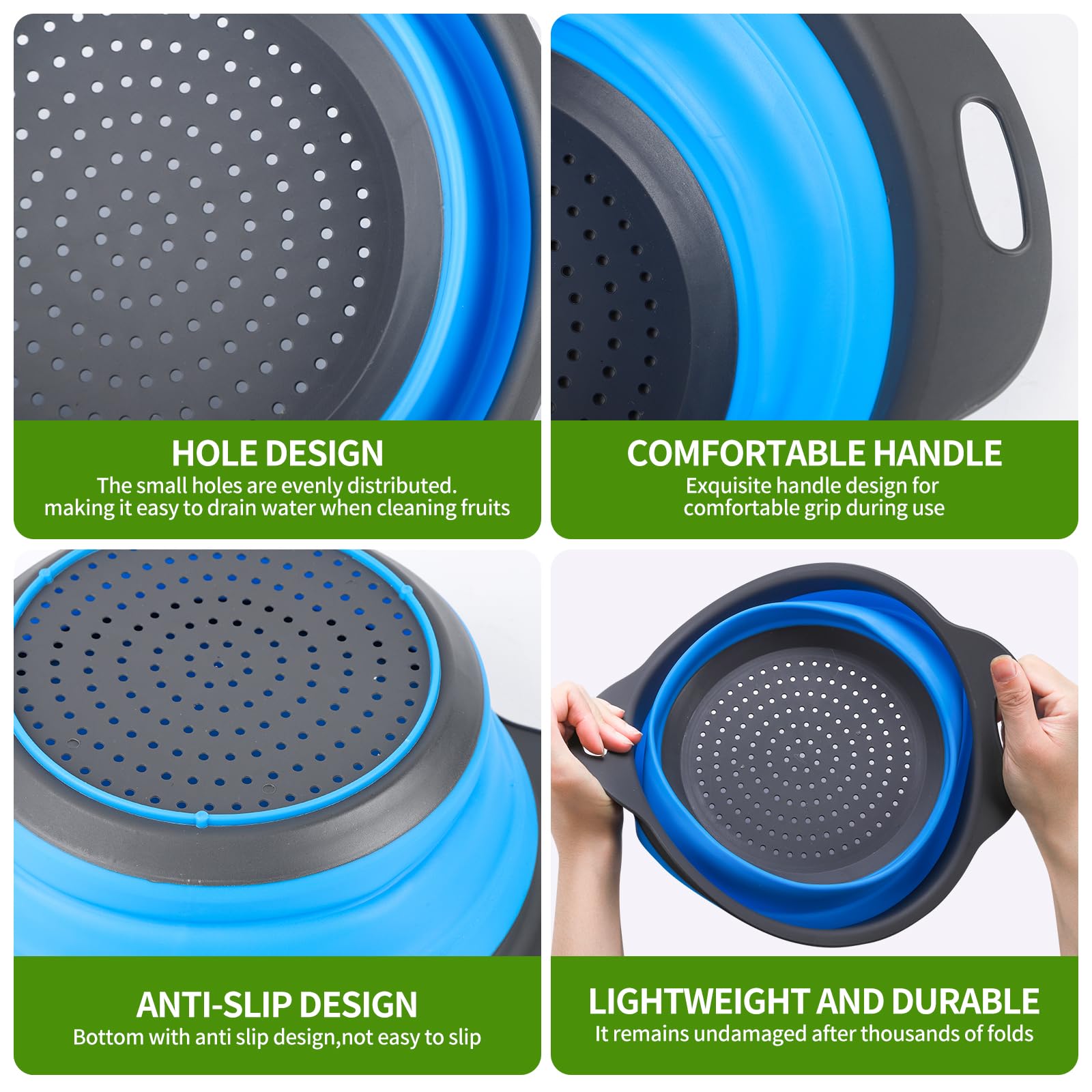Colador plegable Zenovic 6qt, disco compacto, para porciones grandes de pasta.