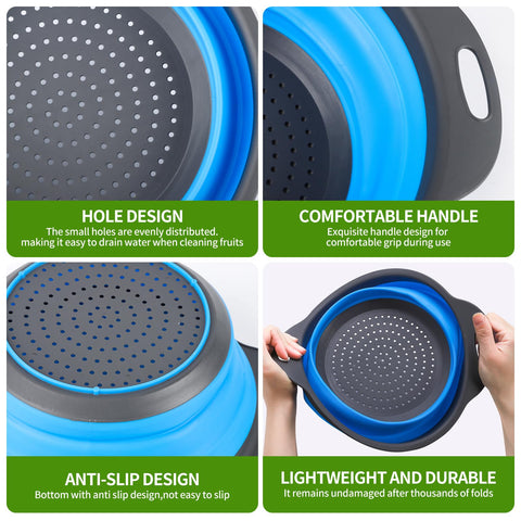 Colador plegable Zenovic 6qt, disco compacto, para porciones grandes de pasta.