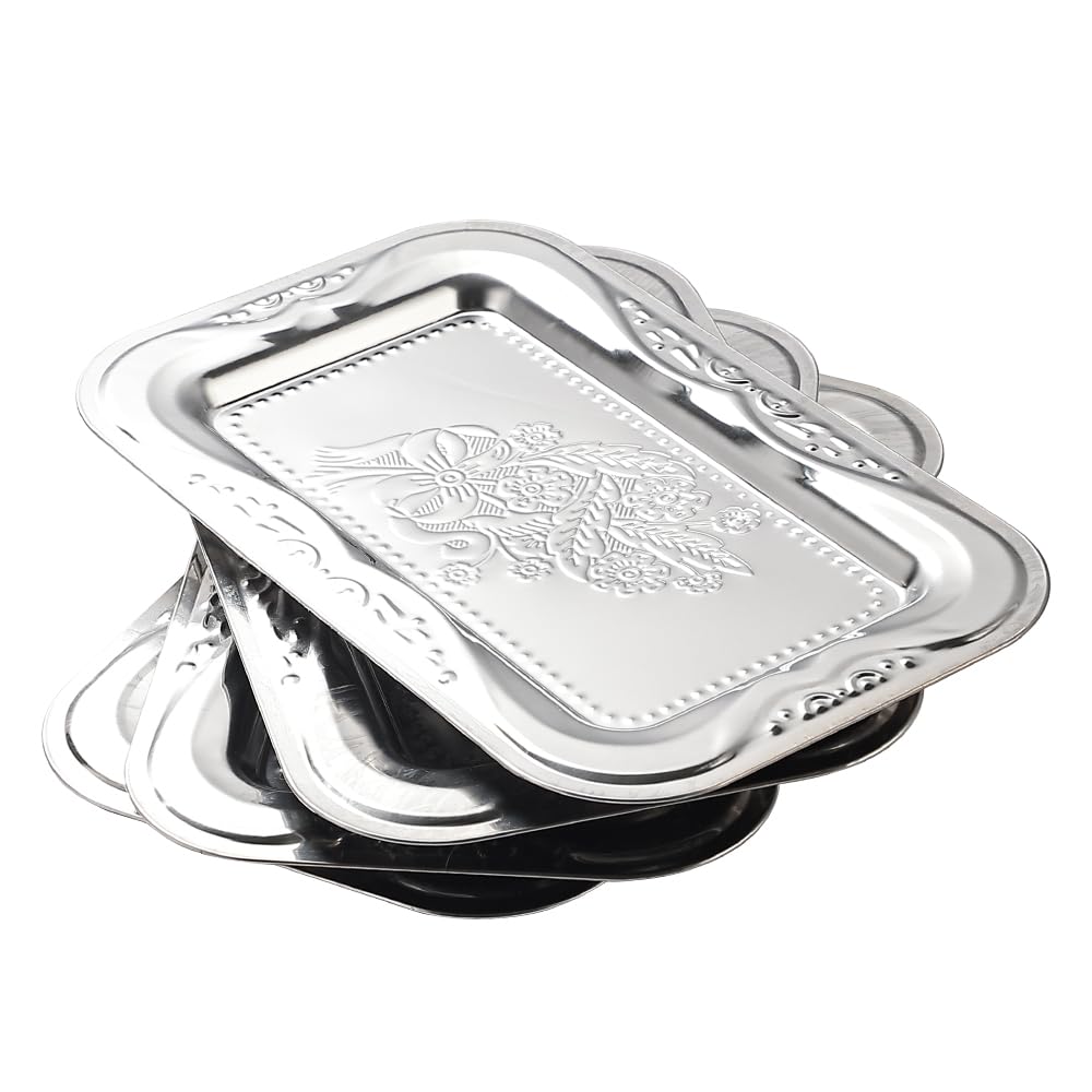 Bandejas ZENOVLUX para servir con grabado arco floral, ideal para presentaciones elegantes.