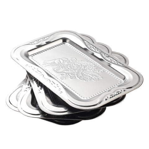 Bandejas ZENOVLUX para servir con grabado arco floral, ideal para presentaciones elegantes.