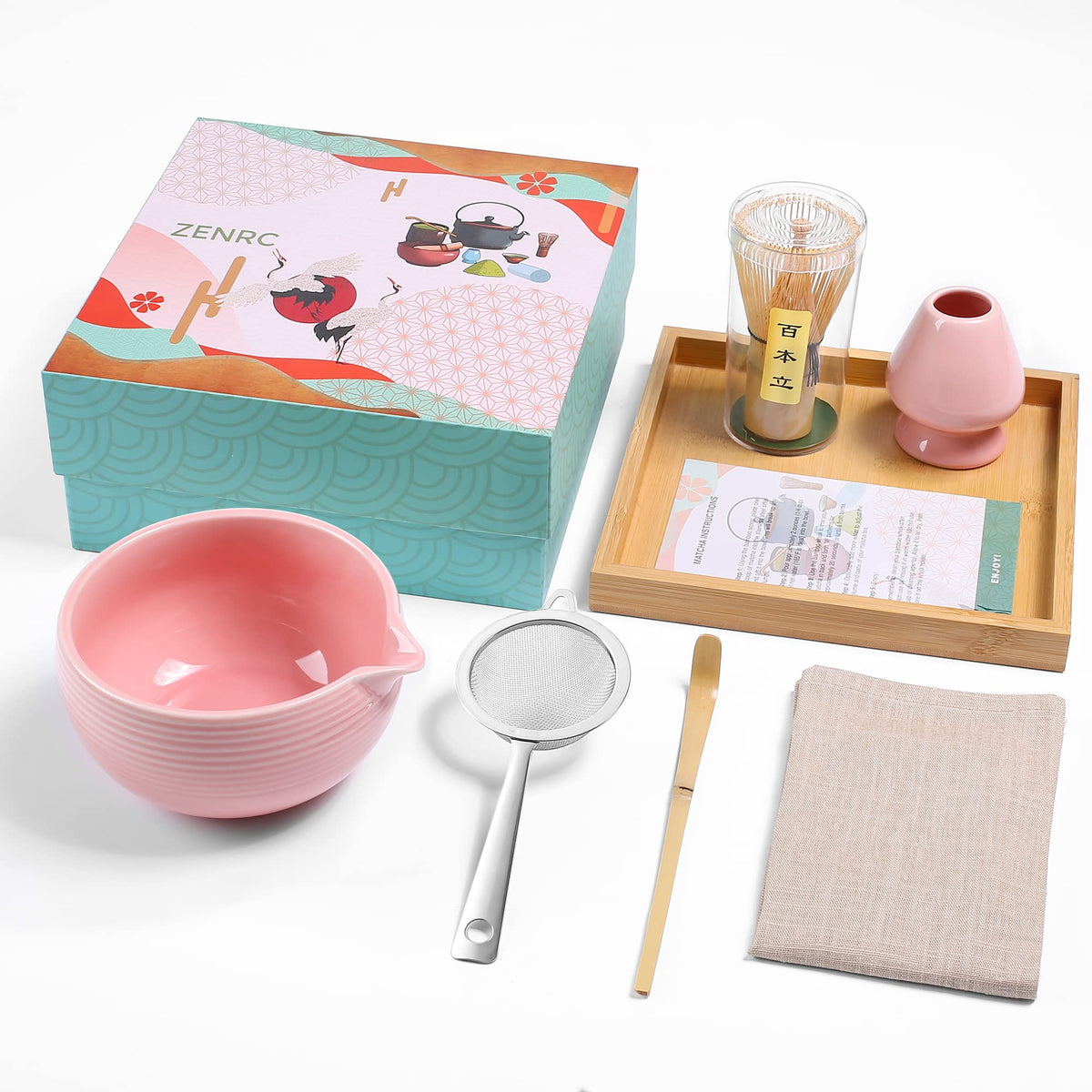 ZENRC Conjunto Ceremonia Matcha tazón ceremonial con vertidor para preparar matcha en casa