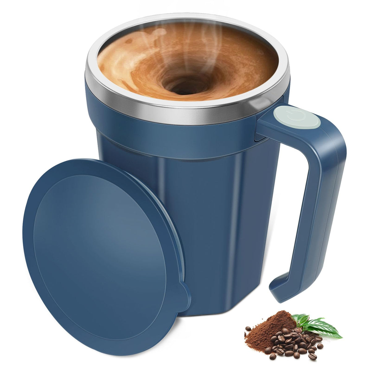 ZenRui Taza automezcla azul para café, mezcla rápida sin grumos