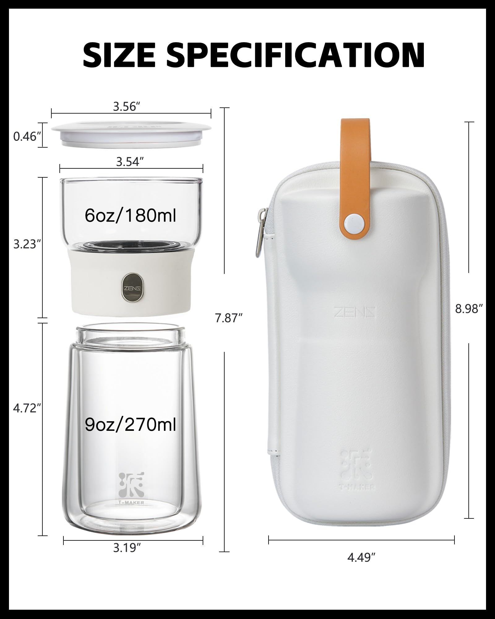ZENS conjunto de viaje para té, práctico para llevar