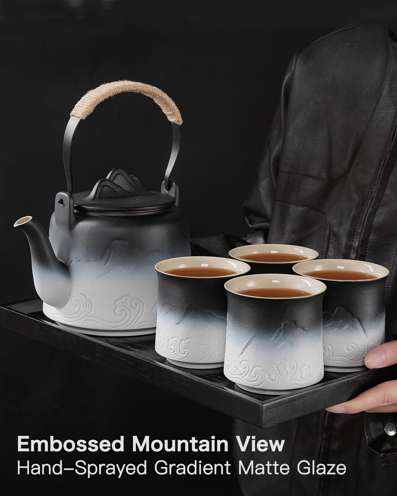 Set ZENS en mesa hogareña, estilo elegante para té diario.