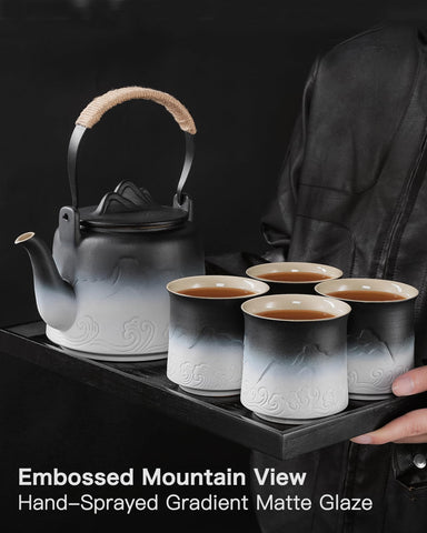Set ZENS en mesa hogareña, estilo elegante para té diario.