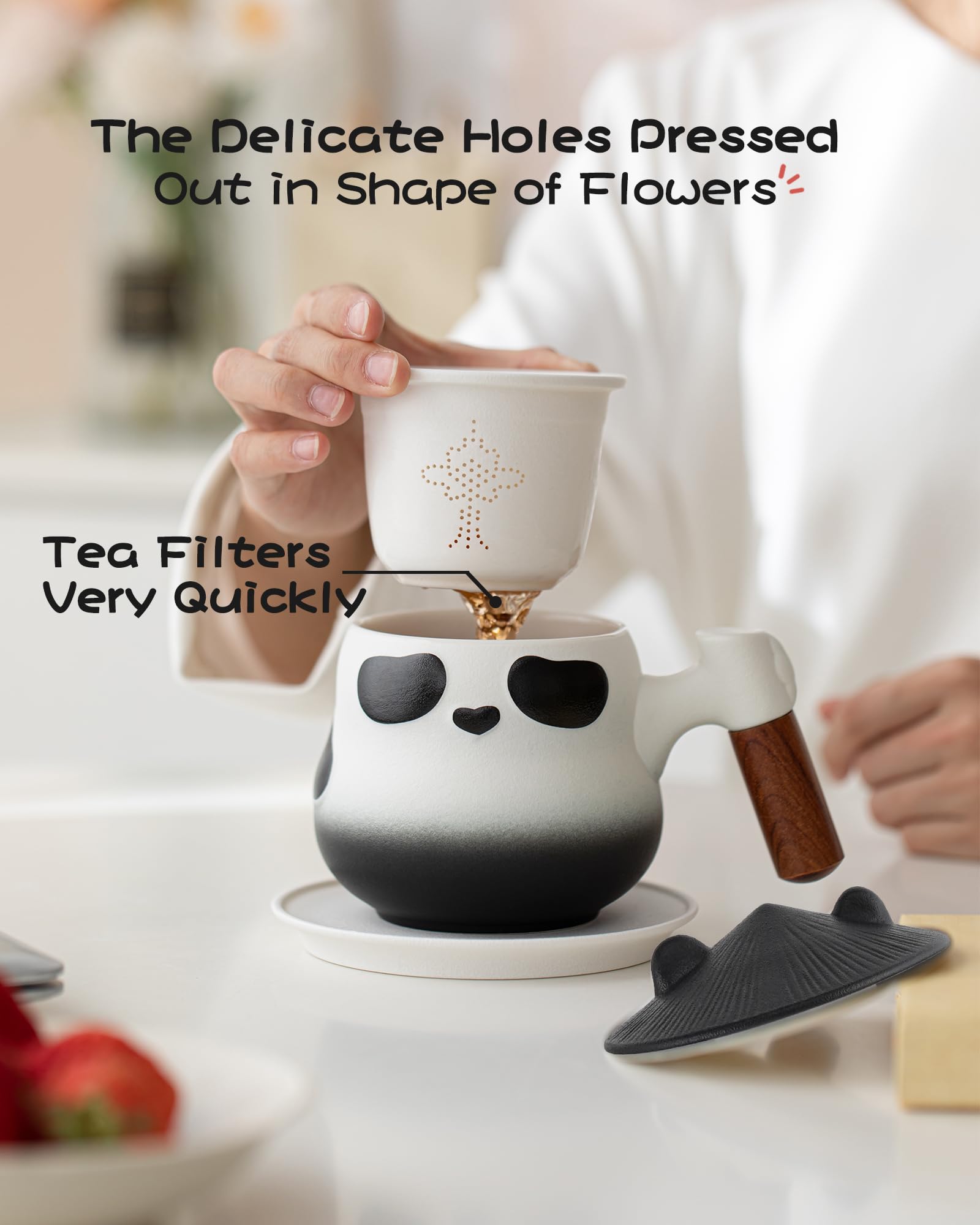 Infusor de té fino para hojas grandes.