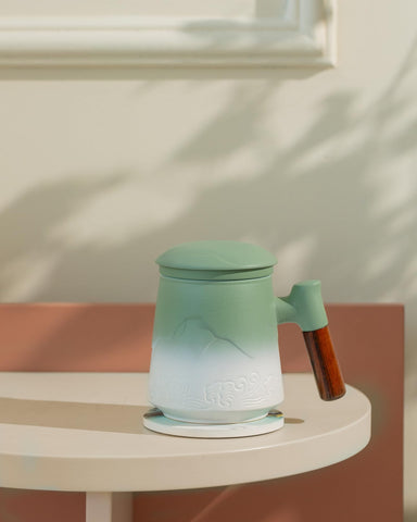 Mango de madera ergonómico de la Taza ZENS para un agarre cómodo