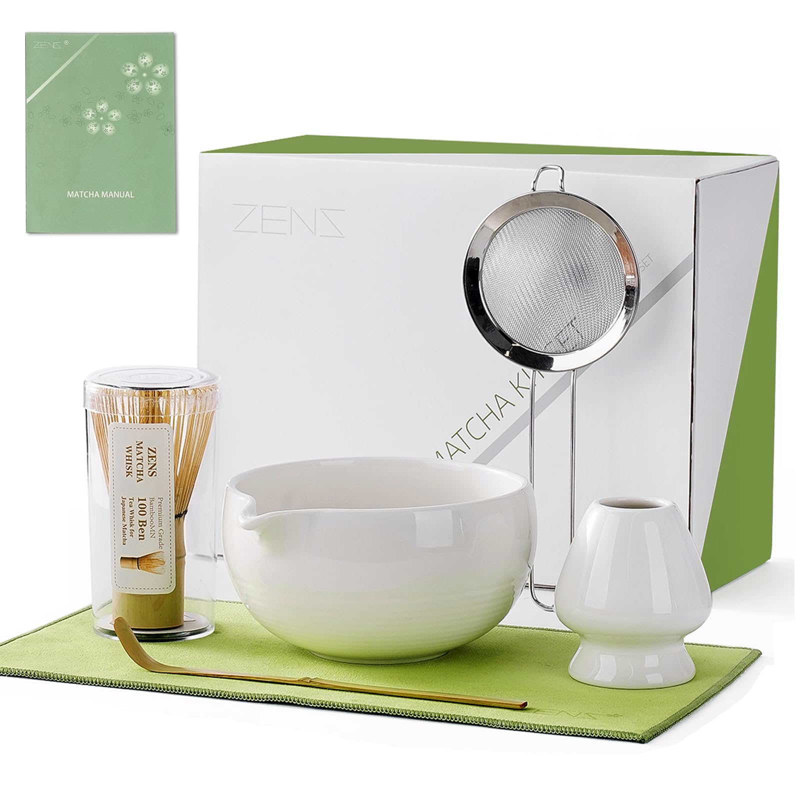 ZENS cuenco cerámico blanco para ritual de té y preparación de matcha