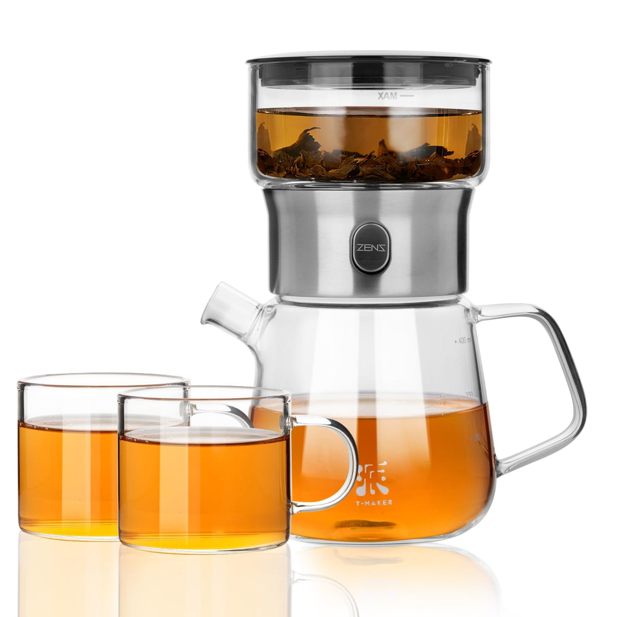 ZENS infusor de té en vidrio 400 ml, infusiones claras y limpias.