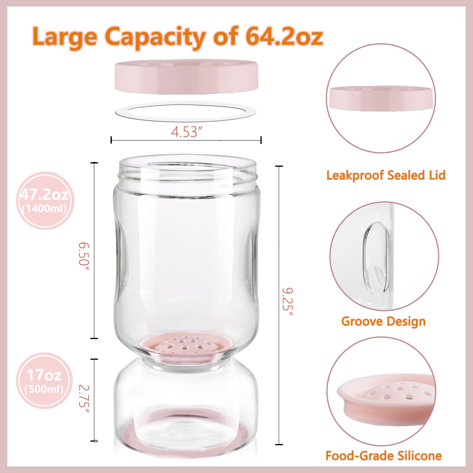 ZENS Pickle Jar con diseño antideslizante para voltear sin pérdidas.