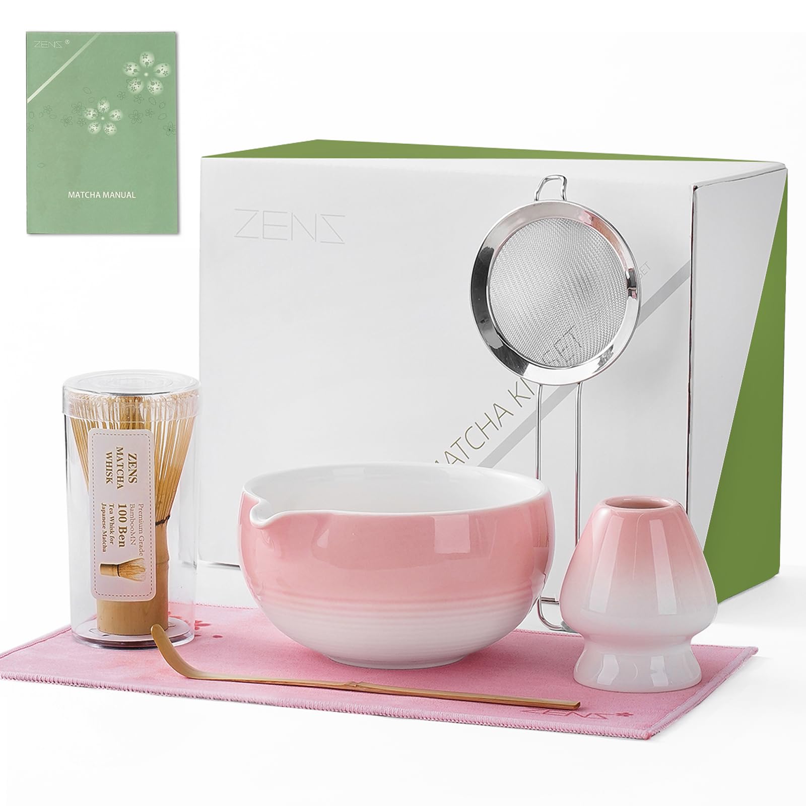 ZENS bol cerámico rosa para matcha, ideal para batir y servir