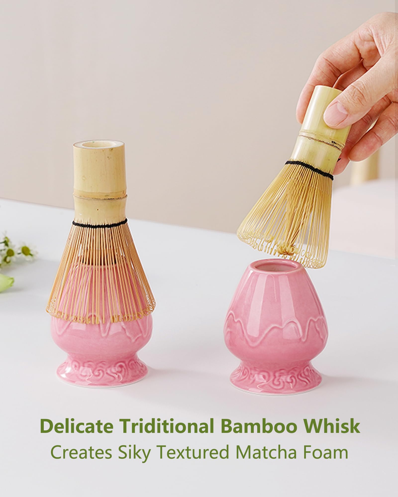 ZENS Conjunto Rosa para matcha: tamiz de acero inoxidable para tamizar el polvo.