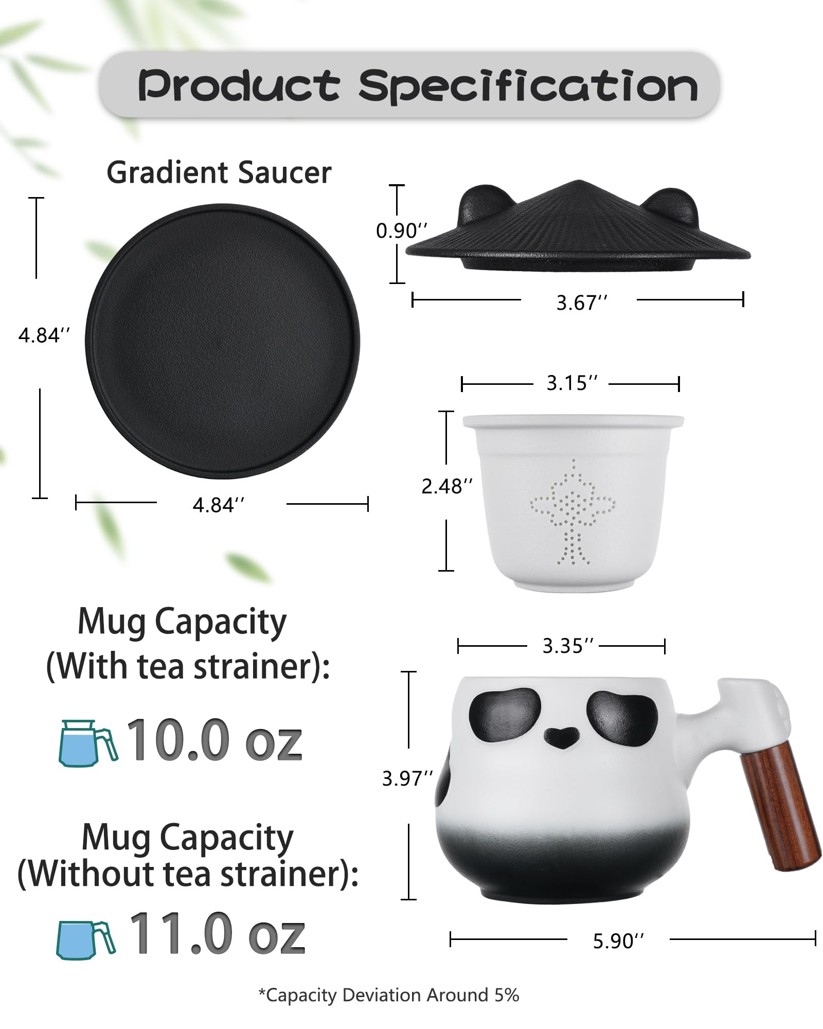Posa-tazas ZENS con diseño panda para mesa limpia y ordenada.
