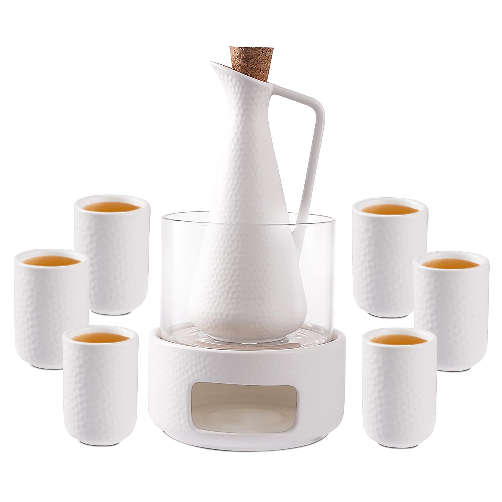 Botella de sake ZENS con relieve para un ritual refinado.