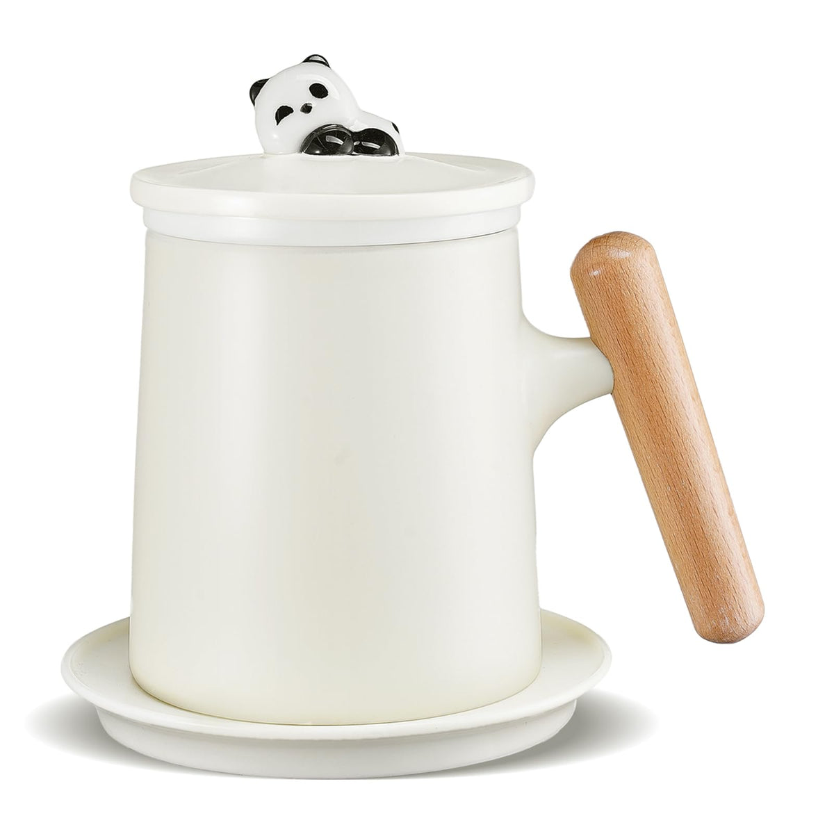Taza ZENS con infusor y tapa panda para preparar té suelto con aroma.