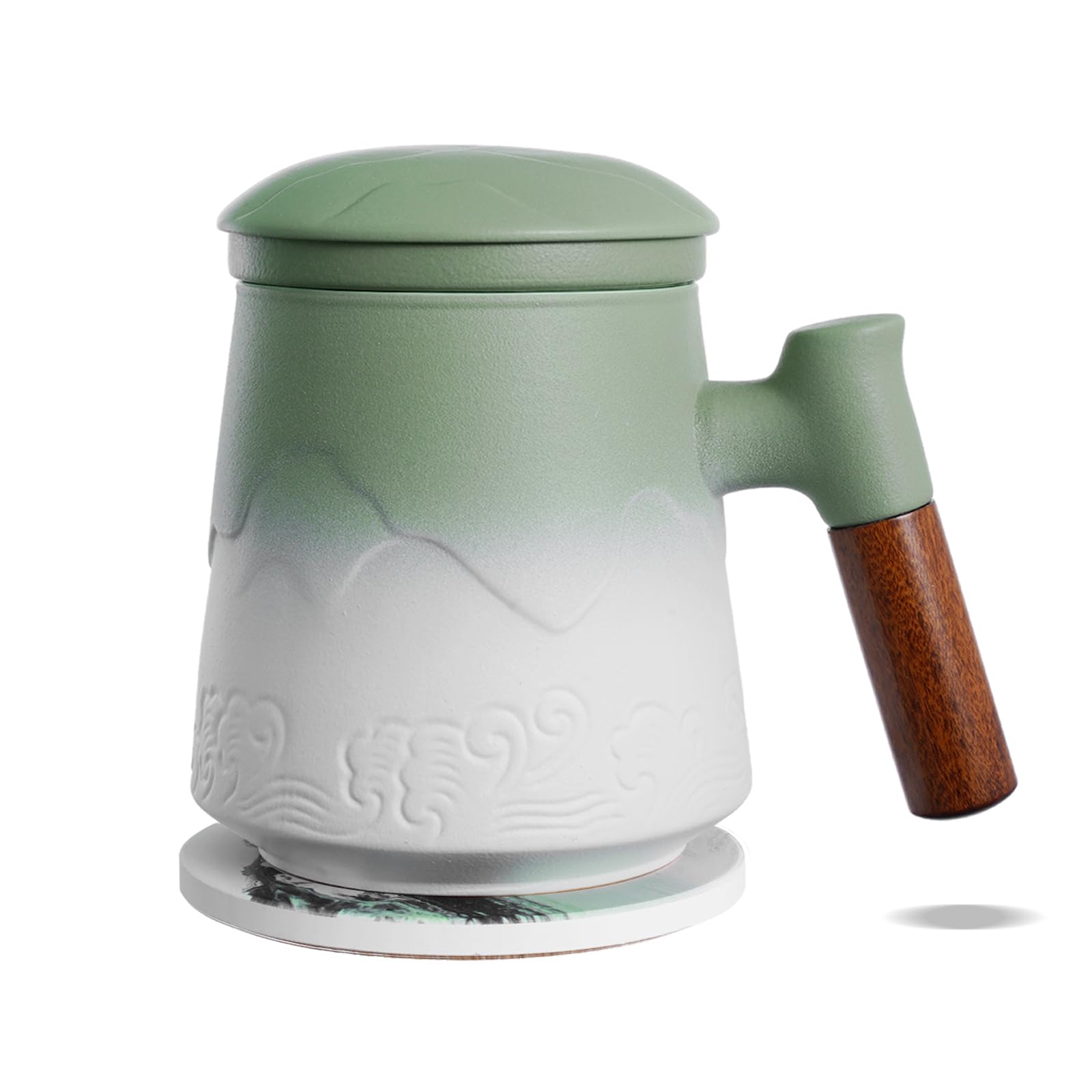 Taza ZENS con infusor y tapa cerámica, ideal para preparar té limpio y aromático